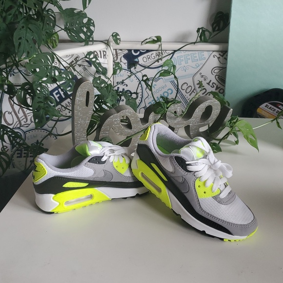 Nike Air Max White and Neon Yellow Sneakers - Picture 6 of 8